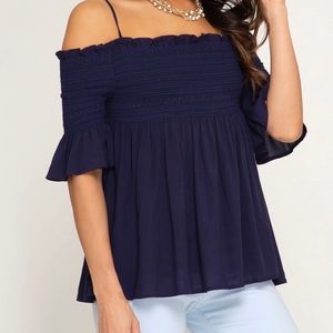 Off Shoulder Smocked Top
